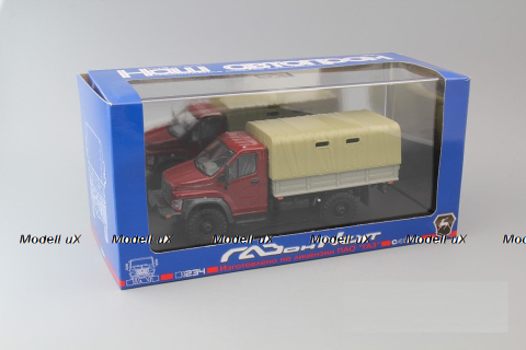 Газон NEXT C41A21 бортовой с тентом бордовый/бежевый , НАП Н234 1:43