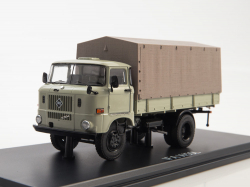 IFA W50L flatbed truck with tent grey, SSM1465, SSM 1:43