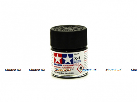 Акриловая глянцевая краска  Clear Black (черный), X-1, 81501 Tamiya