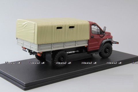 Газон NEXT C41A21 бортовой с тентом бордовый/бежевый , НАП Н234 1:43