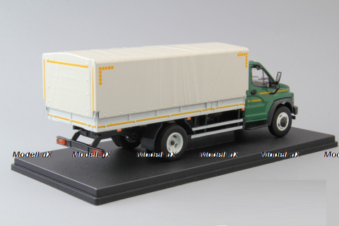 Газон NEXT C41R31 бортовой с тентом зеленый/серый Н233, НАП 1:43