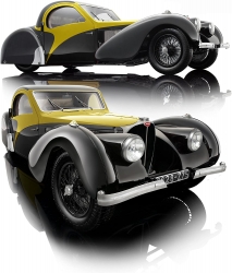 Bugatti Type 57SC Atalante 1937 Yellow/Black, 7828-Z75Y, Bauer 1:12