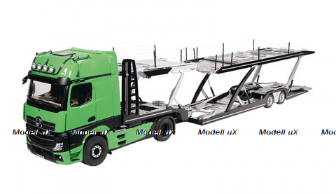 Mercedes Autotransporter set Actros Gigaspace 4x2 FH25 with Lohr green/black, NZG 1:18