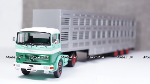 Mercedes LPS 1632 Livestock transporter 1970 green/white/silver, IXO TTR008 1:43
