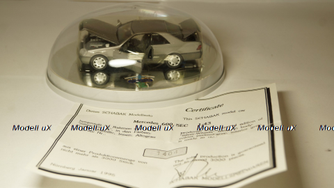 Mercedes 600 SEC C 140 year 1992 silver, Schabak 1:43