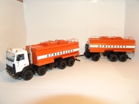 МЗКТ 6515 "Огнеопасно" с прицепом бочкой,  BY.VOLK 1:43