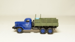 Зил 157 борт высокий с дугами и грузом, бочки синий/хаки, Herpa 1:87 