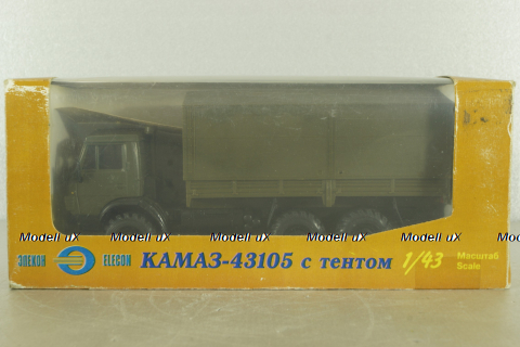 Камаз-43105 с тентом, поворотный мост, хаки, Элекон 1:43