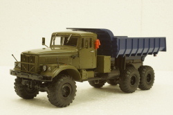 Краз-255Б самосвал, хаки/синий, 100893, АвтоИстория 1:43