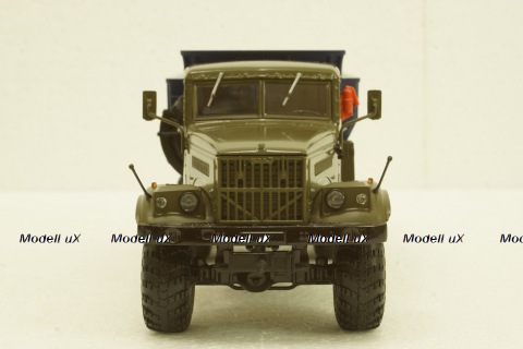 Краз-255Б самосвал, хаки/синий, 100893, АвтоИстория 1:43