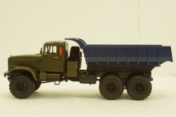 Краз-255Б самосвал, хаки/синий, 100893, АвтоИстория 1:43