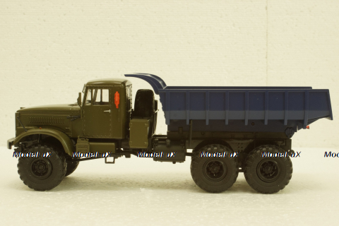 Краз-255Б самосвал, хаки/синий, 100893, АвтоИстория 1:43