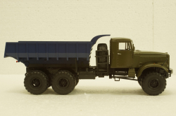 Краз-255Б самосвал, хаки/синий, 100893, АвтоИстория 1:43