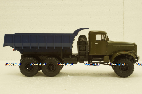 Краз-255Б самосвал, хаки/синий, 100893, АвтоИстория 1:43