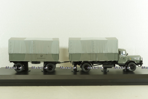 Bussing 8000 with trailer "Deutsche Bundespost" telecommunications services, grey, Schuco 1:43