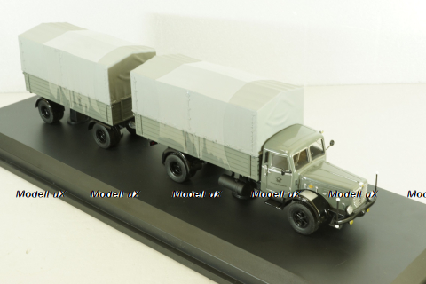 Bussing 8000 with trailer "Deutsche Bundespost" telecommunications services, grey, Schuco 1:43