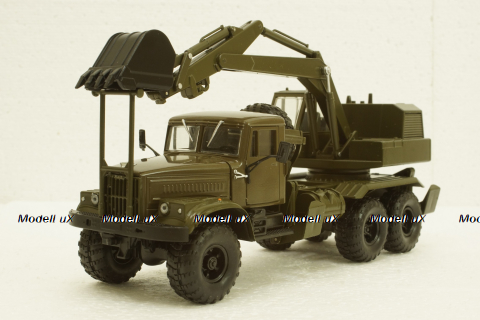 Краз-255Б1 ЭОВ-4421, Экскаватор хаки, Н739, Наш Автопром 1:43