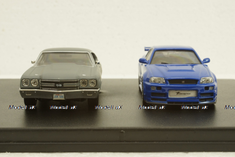 NISSAN SKYLINE GT-R 2002 + CHEVROLET CHEVELLE SS 1970 - FAST & FURIOUS IV (2009), Greenlight 1:43