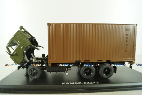 Камаз-53212 Контейнеровоз, хаки/коричневый, SSM1281, SSM 1:43