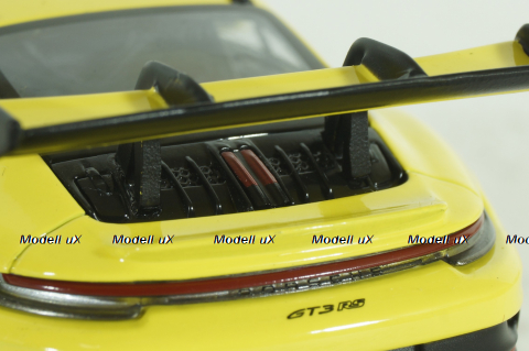 Porsche 911 (992) GT3 RS with Weissach-Paket, yellow with golden rims and black decor, 413062106,  Minichamps 1:43 