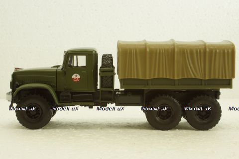 Краз-214В баластний тягач, борт з тентом, хакі, Наш Автопром 1:43