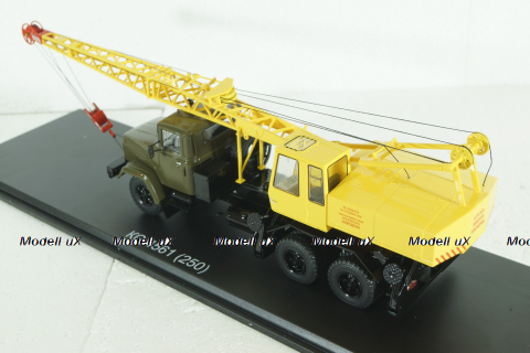 КС-4561(250) Автокран на шасси Краз 250, хаки/желтый, SSM1551, SSM 1:43