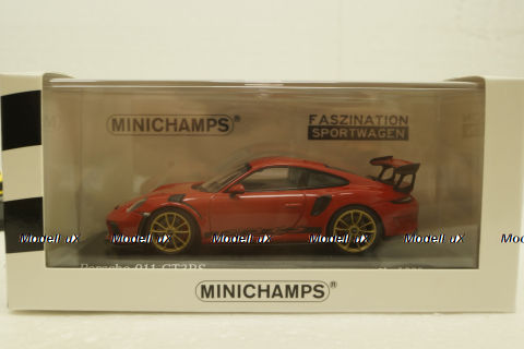Porsche 911 (991 II) GT3 RS with gold rims 2018 red, 413067069, Minichamps 1:43