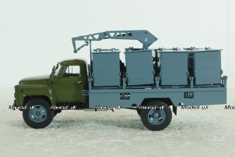 М-30 (53) мусоровоз М-30, на шасси Газ-53 (ранний), хаки/синий, Автоистория 1:43