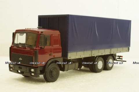 Маз-6303 борт с тентом 1985г бордовый/серый, АвтоИстория 1:43