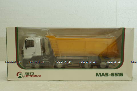 Маз-6516 8х4 самосвал, белый/желтый, АвтоИстория 1:43