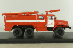 АЦ-40 (43202) ПМ-102Б пожарная автоцистерна на шасси Урал-43202 с бел. полосами, SSM1234B, SSM 1:43 Вариант 2!