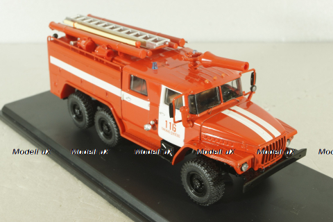 АЦ-40 (43202) ПМ-102Б пожарная автоцистерна на шасси Урал-43202 с бел. полосами, SSM1234B, SSM 1:43 Вариант 2!