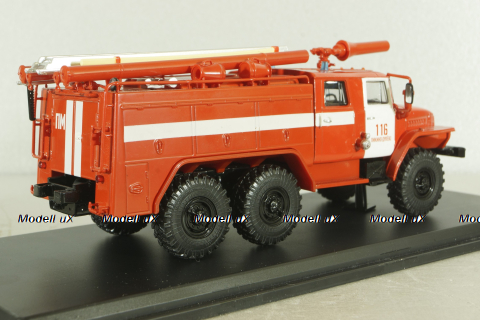 АЦ-40 (43202) ПМ-102Б пожарная автоцистерна на шасси Урал-43202 с бел. полосами, SSM1234B, SSM 1:43 Вариант 3!