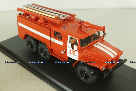АЦ-40 (43202) ПМ-102Б пожарная автоцистерна на шасси Урал-43202 с бел. полосами, SSM1234B, SSM 1:43 Вариант 3!