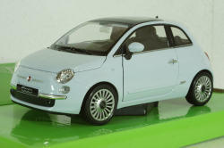 Fiat 500 2007 Light blue, Welly 1:24