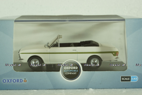 Ford Cortina MKII Crayford Convertible, white/green, Oxford 1:43
