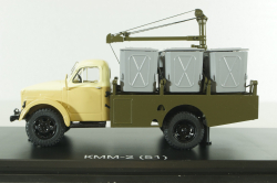 КММ-2 контейнерный мусоровоз на шасси ГАЗ-51Д 1958, желт/корич/хаки SSM1583, SSM 1:43