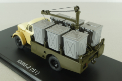 КММ-2 контейнерный мусоровоз на шасси ГАЗ-51Д 1958, желт/корич/хаки SSM1583, SSM 1:43