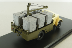 КММ-2 контейнерный мусоровоз на шасси ГАЗ-51Д 1958, желт/корич/хаки SSM1583, SSM 1:43