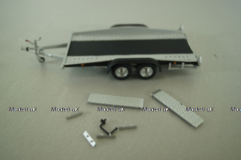 Прицеп для перевозки автомобилей Flatbed Trailer silver, Colibri Model Art 1:43