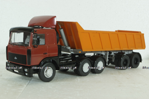 Маз-6422 с п/прицепом Маз-9506-20, красный/оранжевый, SSM7039, SSM 1:43