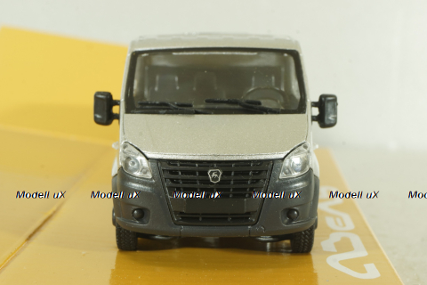 Газель Next A22 R33 двойная кабина, бортовой станд. кузов, серебристый, Н563, Наш Автопром 1:43