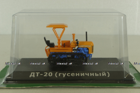 ДТ-20 гусеничный 1958, оранжевый, трактор, оранж/син., ТРАКТОРЫ история,люди,машины (Hachette) №71 1:43