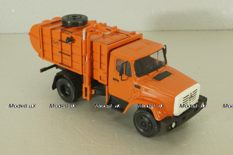 МКМ-2 мусоровоз с боковой загрузкой на шасси Зил-43З3 1986, оранжевый, Киммерия 1:43