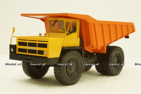 Белаз-7523 карьерный самосвал, желтый/орнжевый, Н009, Наш Автопром 1:43