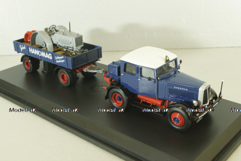 Hanomag ST 100 with trailer, blue, 02894, Schuco 1:43