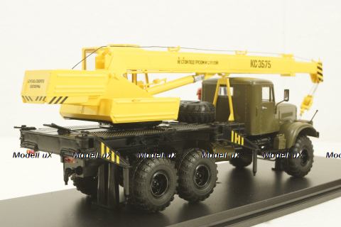 Краз-255Б1 КС-3575 Автокран, хаки/желтый, SSM1185, SSM 1:43