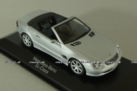 Mercedes SL 500 cabriolet (R230) 2001, silver, B66961924, Minichamps 1:43