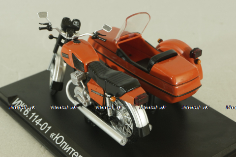 ИЖ Юпитер-5К-01 (ИЖ 6.114-01) мотоцикл с коляской 1986, красный, Наши Мотоциклы №61, Modimio 1:43
