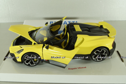 Bugatti W16 Mistral 2023, yellow, BU11051Y, Burago 1:18    